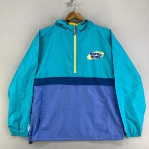 Dutch Bros Anorak Jacket Mens Large Retro‎ Color Block Employee Hoodie Barista